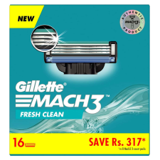 GILLETTE Mach 3 Сменные кассеты для бритья с 3 лезвиями, мужские, 16 шт