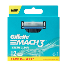 GILLETTE Mach 3 Сменные кассеты для бритья с 3 лезвиями, мужские, 12 шт